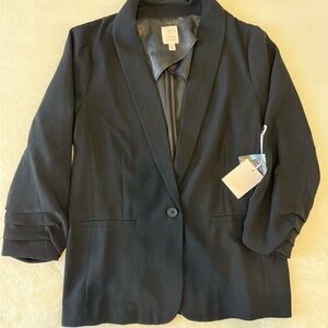 LC Lauren Conrad Black Blazer with Ruched Sleeves NWT